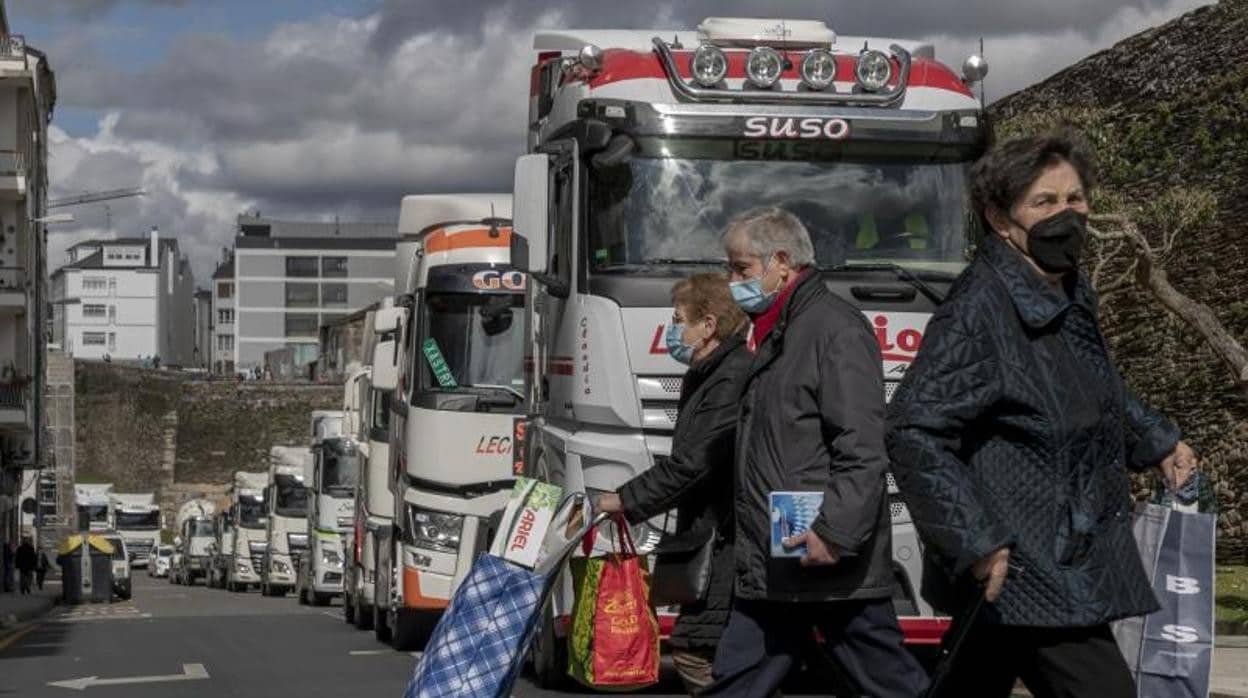 Protestas de los camioneros hoy en Lugo