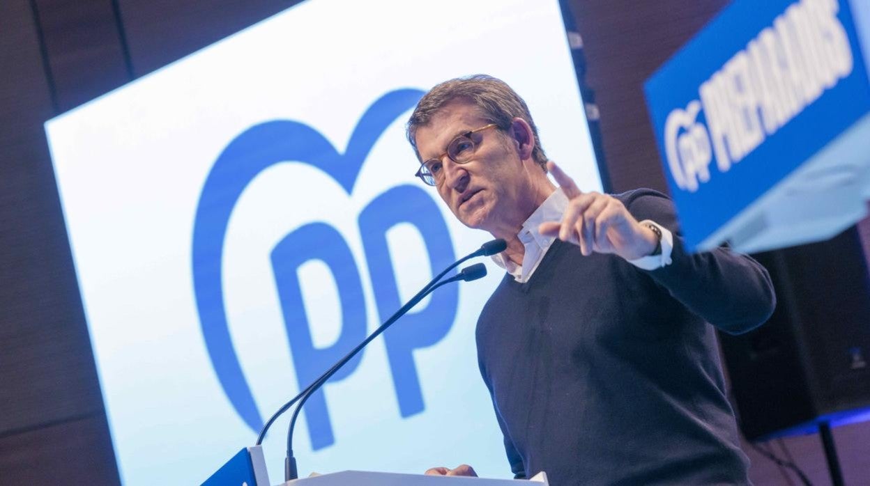 Alberto Núñez Feijóo, durante el acto celebrado en Valladolid de cara al Congreso Extraordinario del PP en Sevilla