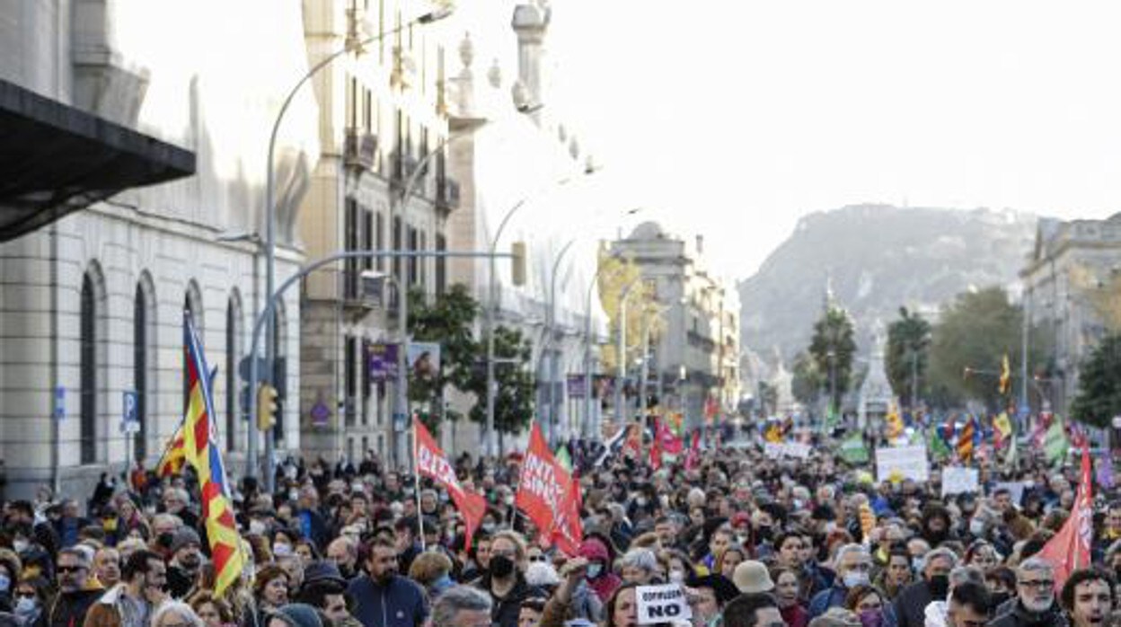 Manifestación a favor de la inmersión lingüística en catalán