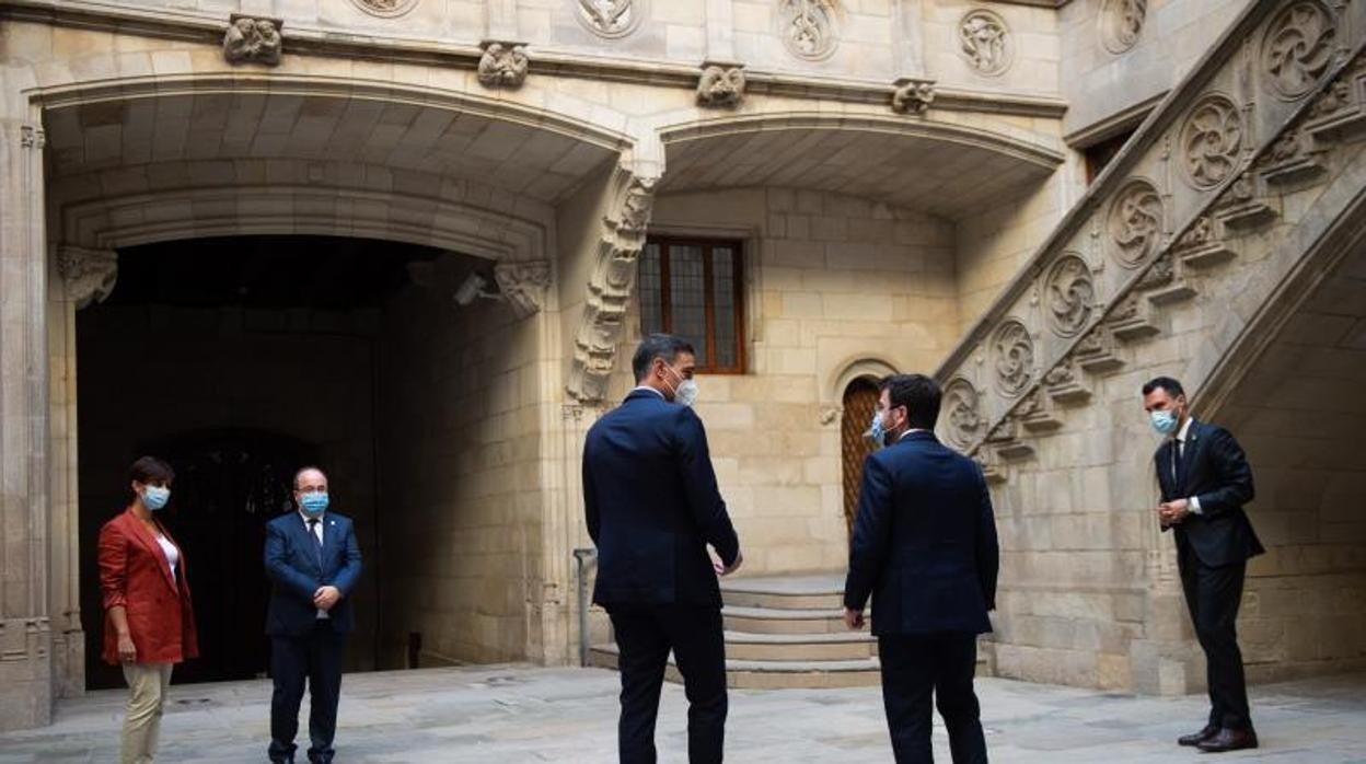 Sánchez y Aragonès, en septiembre, en el Palau de la Generalitat