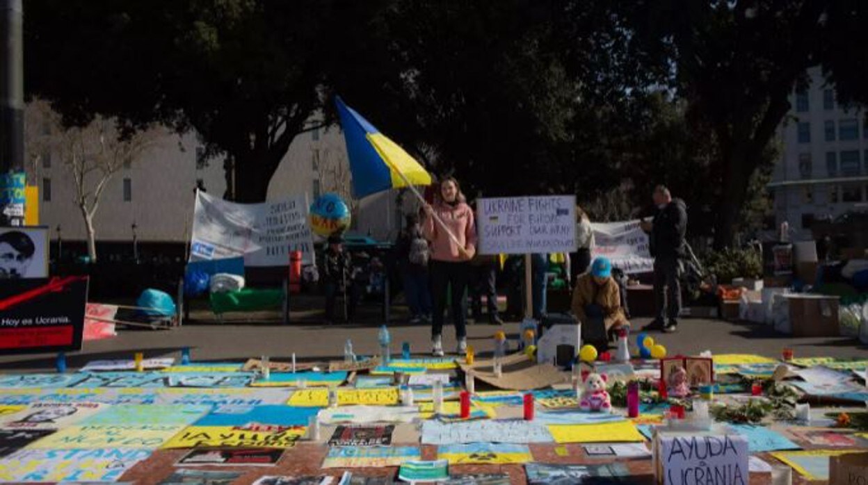 Una concentración en favor del pueblo de Ucrania, estos días en Barcelona