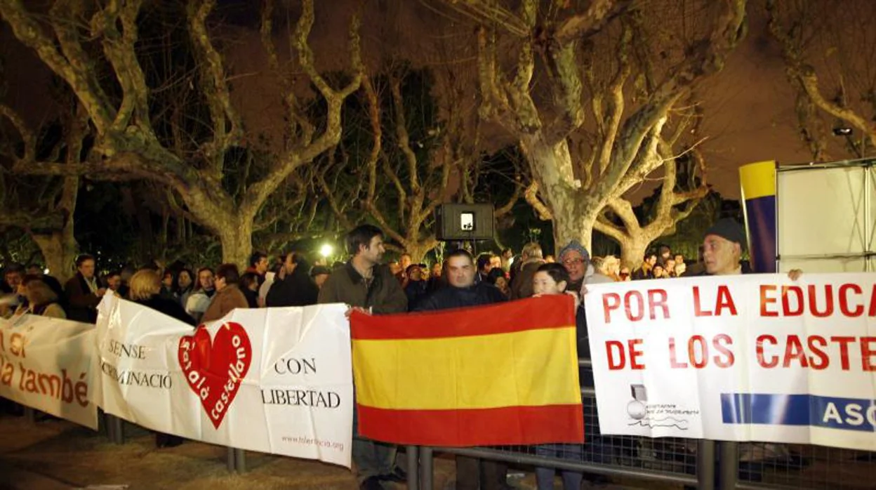 Manifestación en favor del bilingüismo en Cataluña, en una imagen de archivo