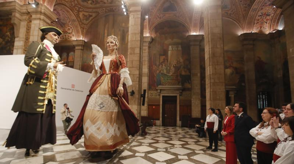 El presidente de la Generalitat, Pere Aragonès, dio inicio a las celebraciones institucionales de la Diada de Sant Jordi, ayer