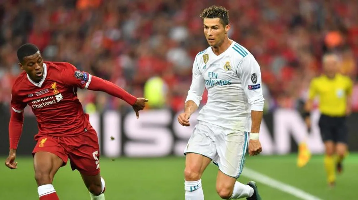 Cristiano Ronaldo en la final de la Champions entre el Real Madrid y el Liverpool en 2018