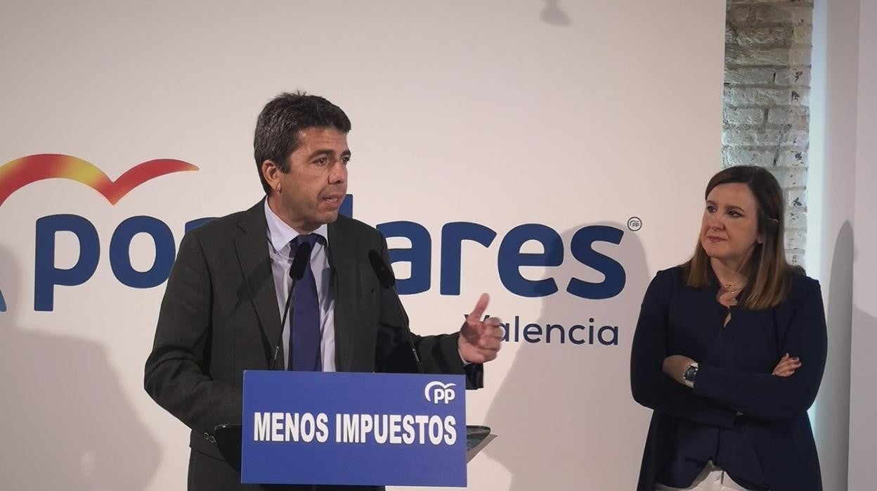 El líder del PP de la Comunidad Valenciana, Carlos Mazón, junto a María José Catalá, este martes