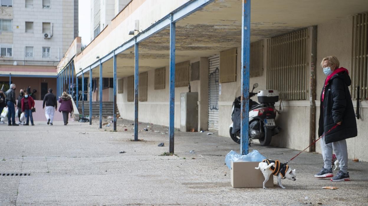 Basura acumulada en uno de los espacios interbloques del distrito de San Blas-Canillejas