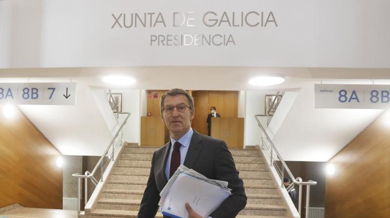 Feijóo, ayer, en el ala de San Caetano reservada a la Presidencia que ha ostentado 13 años