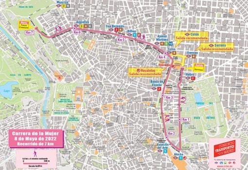 Mapa del recorrido de la Carrera de la Mujer 2022, celebrada el próximo 8 de mayo