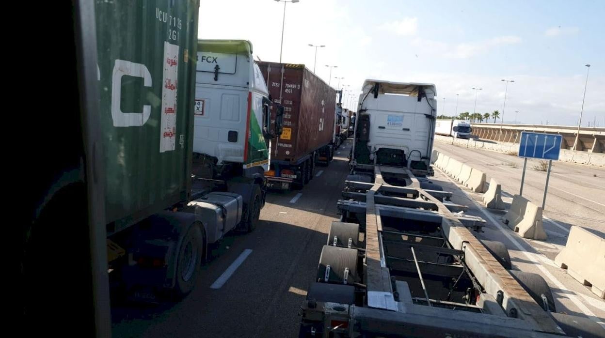 Colas en el acceso al Puerto de Valencia