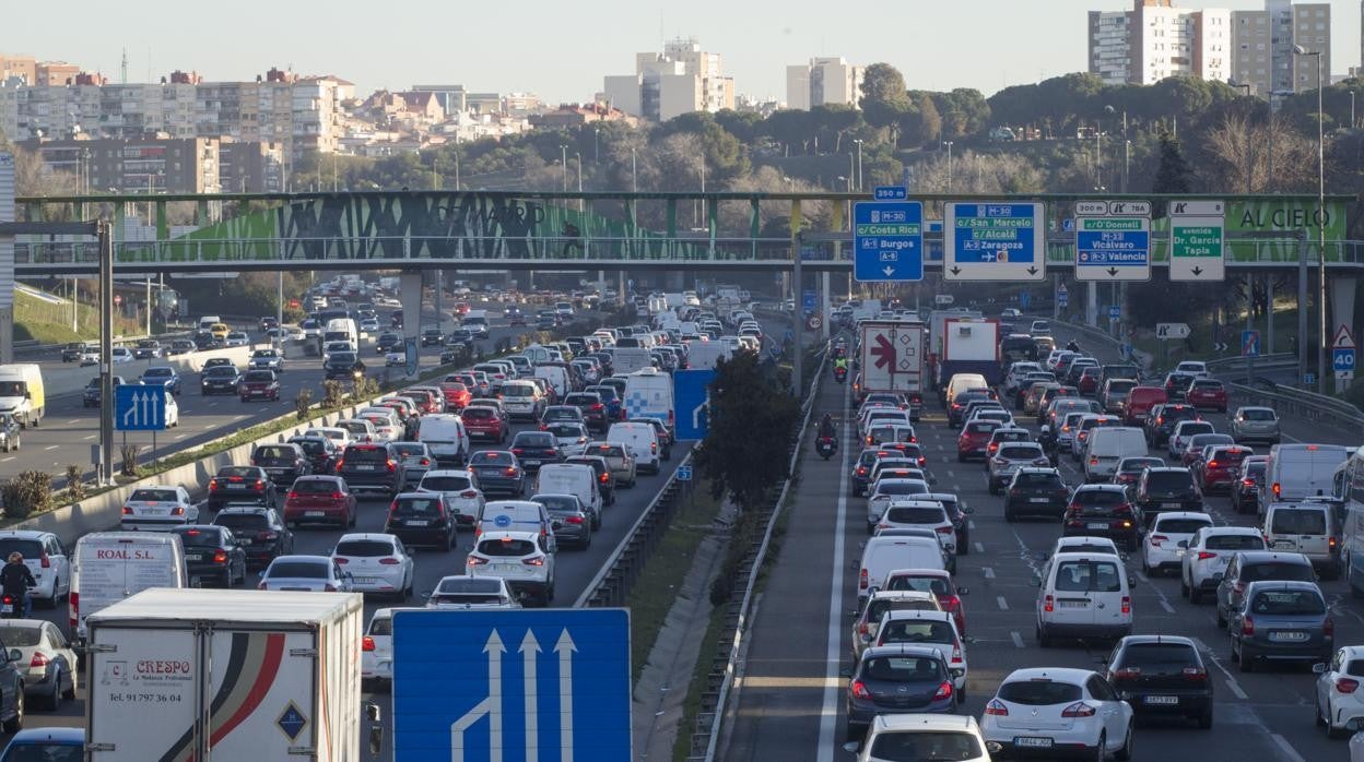 Imagen de la m30 durante un gran atasco