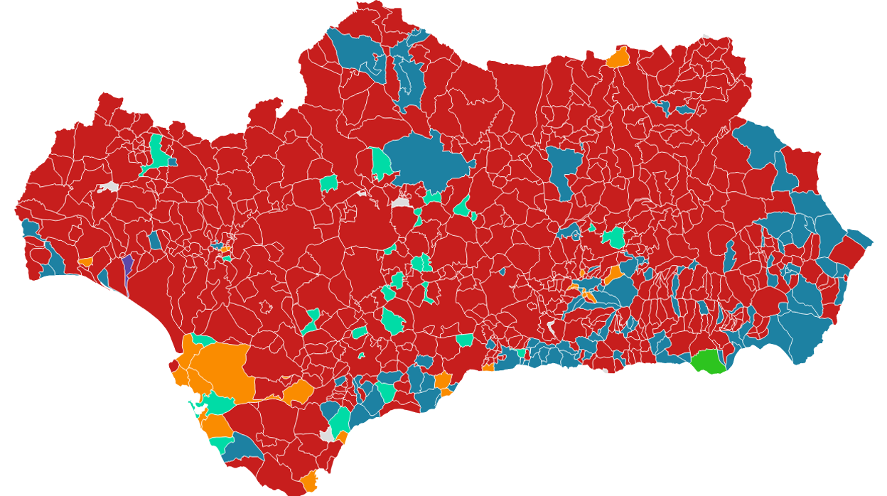 Mapa del voto en las elecciones de Andalucía 2018: estos son los partidos políticos que ganaron en cada municipio