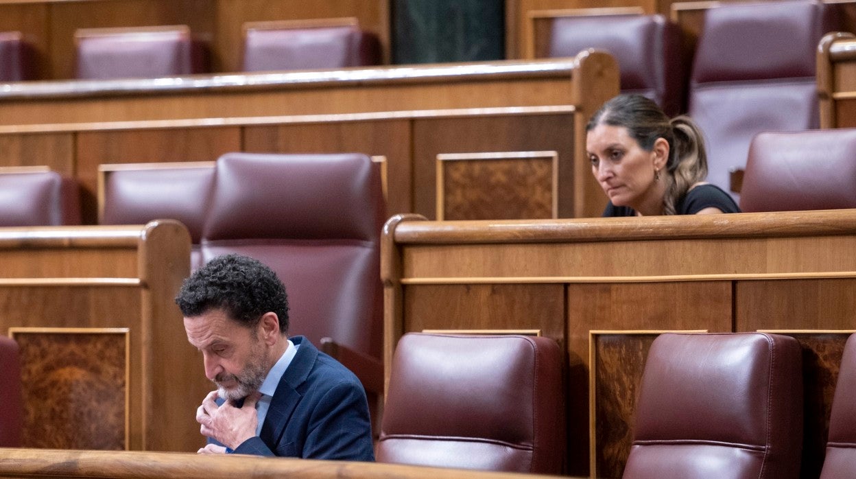 Edmundo Bal y Sara Giménez, este jueves, sentados en sus escaños, en la bancada de Cs