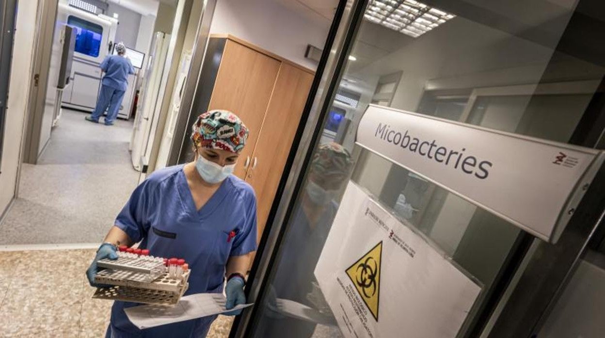 Imagen de una sanitaria con pruebas PCR en un hospital de Valencia