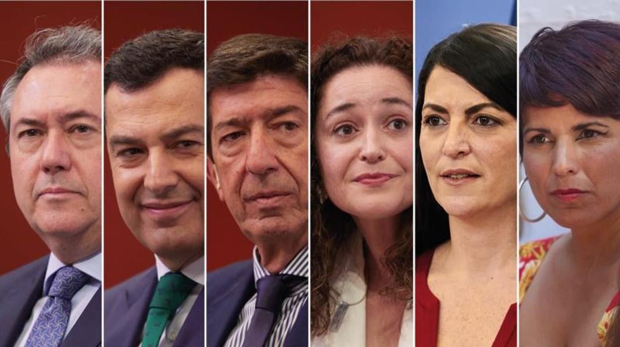 Montaje fotográfico con los candidatos de las elecciones al Parlamento de Andalucía