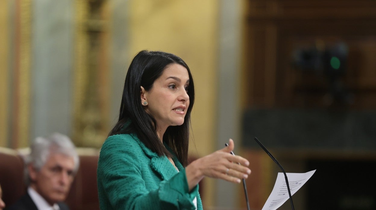 La líder de Cs, Inés Arrimadas, el miércoles de la semana pasada, en el Congreso