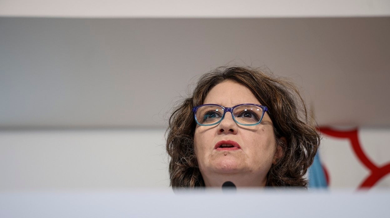 Mónica Oltra, este viernes en rueda de prensa como portavoz del Gobierno valenciano