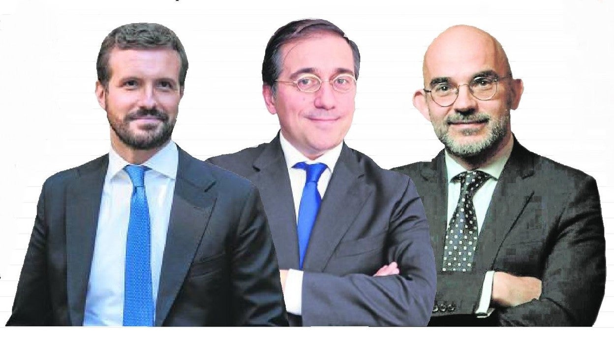 Pablo Casado, José Manuel Albares y Carlos Núñez, presidente del grupo Prisa, representaron a España en el foro