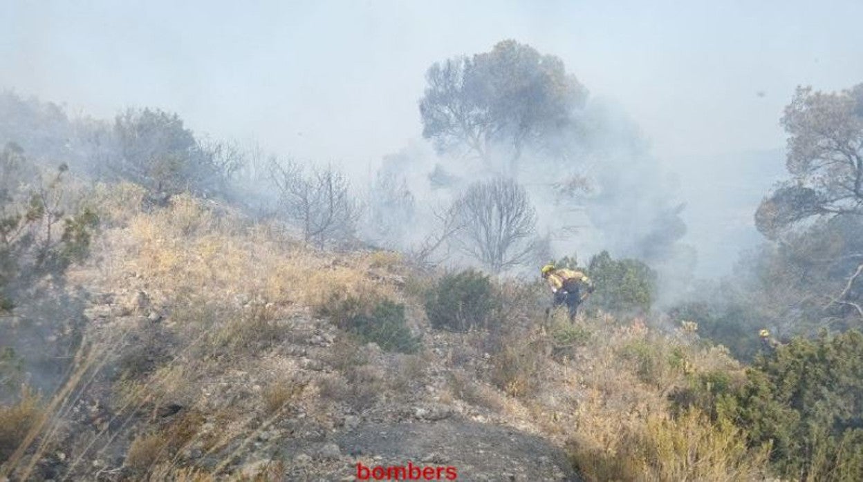 Detalle del fuego de la Terra Alta