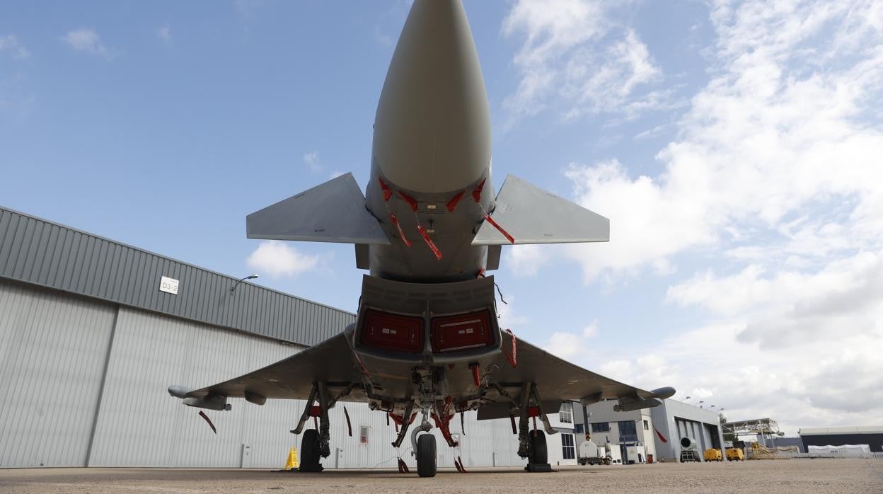 Un caza Eurofighter, en la base de Airbus en Getafe