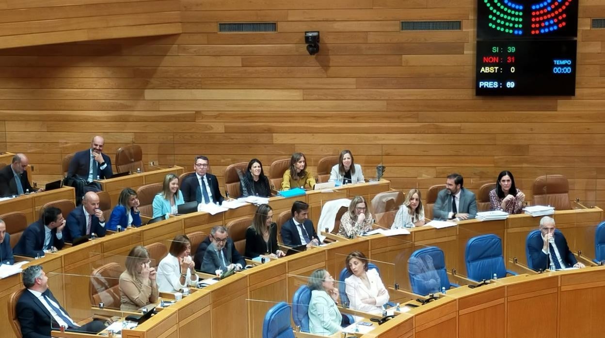 Momento de la votación de la ley del Agua en el Parlamento gallego