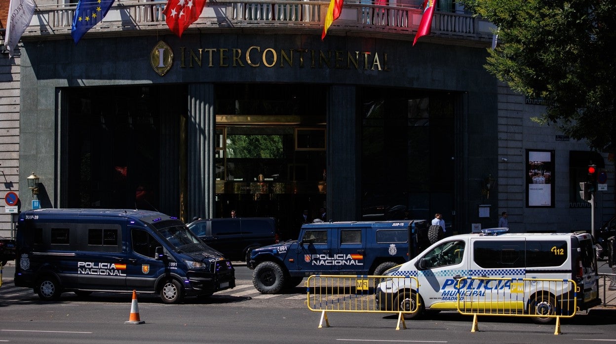 El blindaje policial en torno al hotel Intercontinental desde este lunes