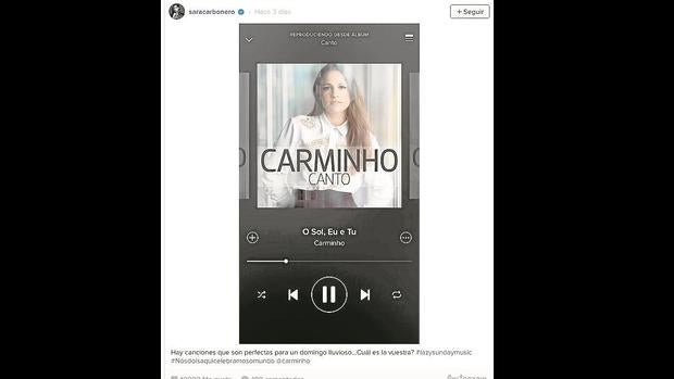 La imagen que Sara Carbonero compartió del disco de Carminho