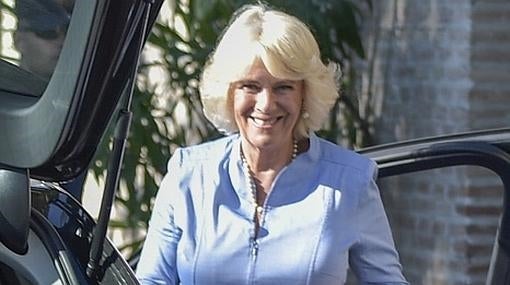 La duquesa Camilla llegó a la fiesta con un vestido azul