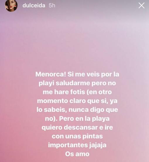 El mensaje que Dulceida ha escrito a sus seguidores en Instagram