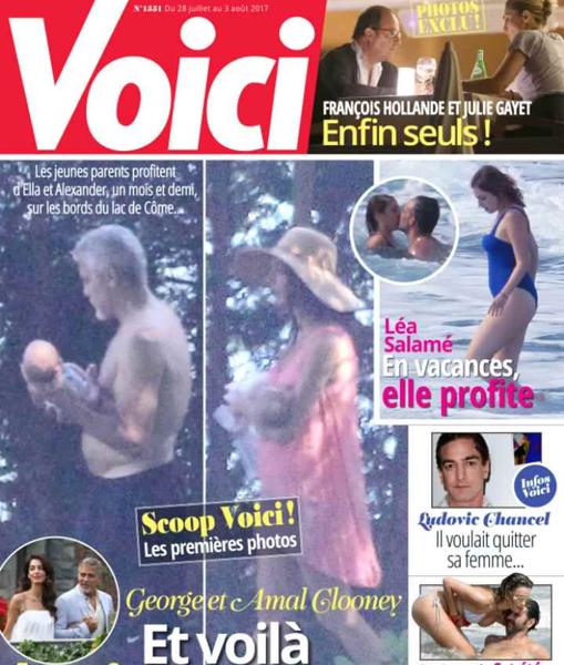 Portada de la revista francesa con las imágenes del actor y su mujer paseando con sus hijos