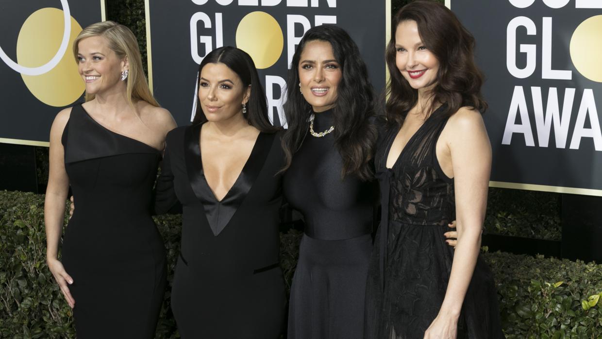 Reese Witherspoon, Eva Longoria, Salma Hayek, Ashley Judd en la alfombra roja de los Globos de Oro