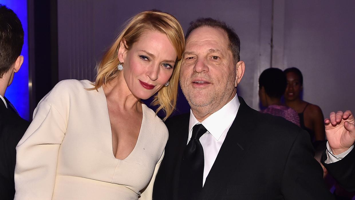 Uma Thurman y Harvey Weinstein en la gala benéfica amfAR, celebrada en Nueva York en 2016