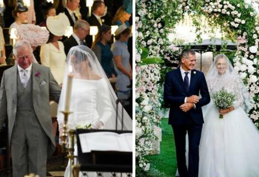 Carlos de Inglaterra llevó a Meghan al altar. A la derecha, Chiara con su padre