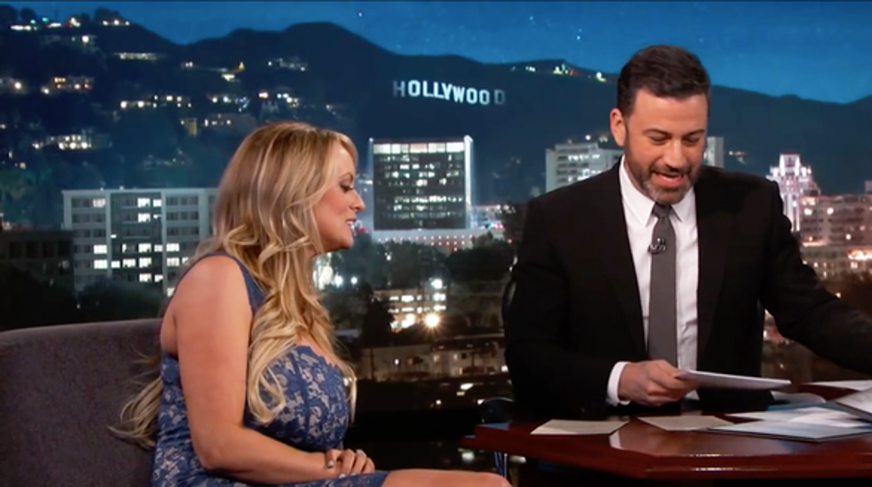 Stormy Daniels, durante su intervención en el espacio televisivo de Jimmy Kimmel