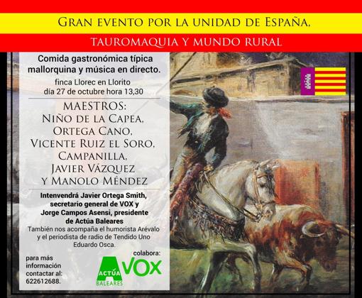 Ortega Cano y Arévalo participarán en un evento «por la unidad de España» y «la tauromaquia» en Mallorca