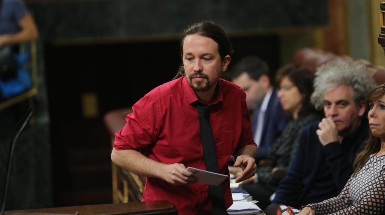 Pablo Iglesias este miércoles, en el Congreso de los Diputados