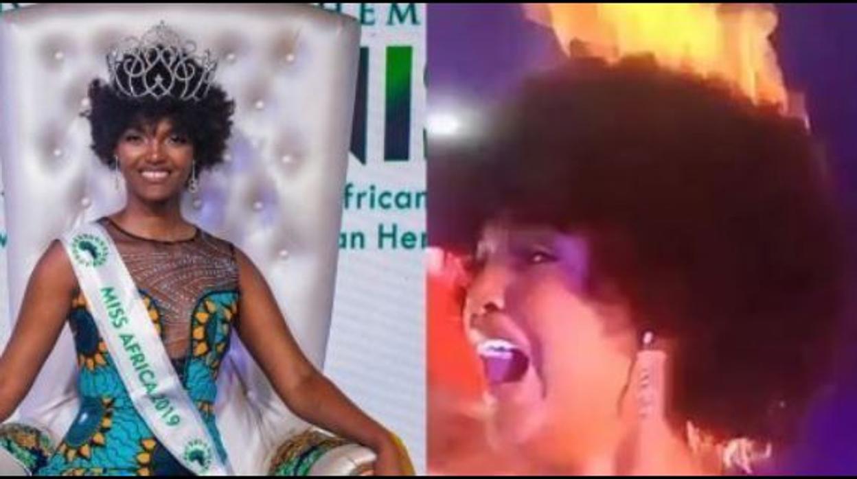 El impactante vídeo en el que el pelo de Miss África comienza a arder al ser coronada