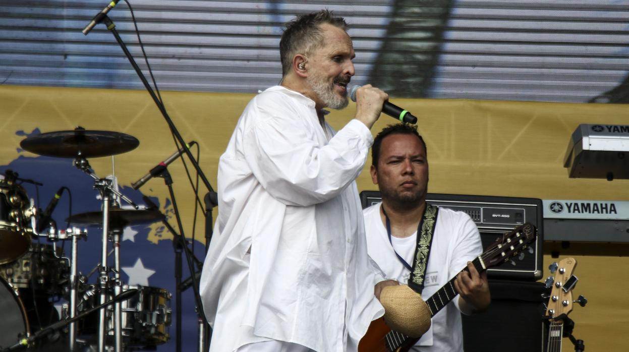 Miguel Bosé, el pasado 22 de febrero, en el concierto «Venezuela Aid Live»