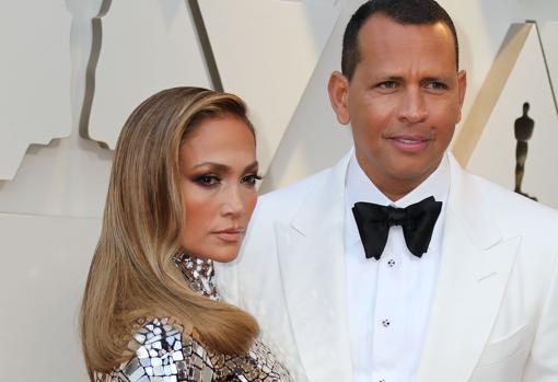 Jennifer Lopez y Álex Rodríguez en la última ceremonia de los Oscar