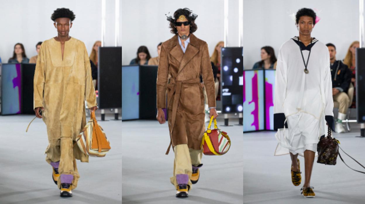 Tres de los diseñados de Loewe presentados ayer en París