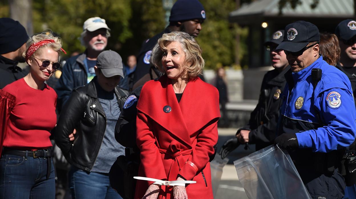 Jane Fonda, durante su detención