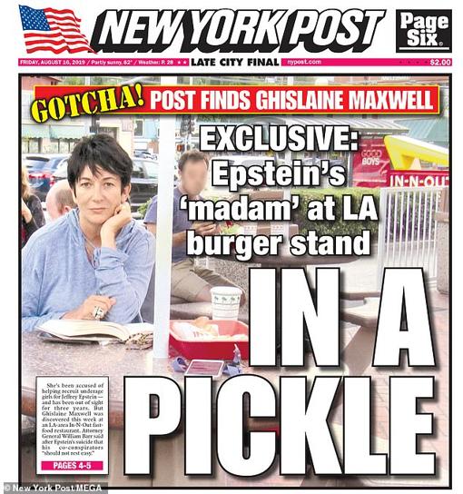 La portada del «New York Post» de este verano, cuando localizaron a Maxwell en Los Ángeles