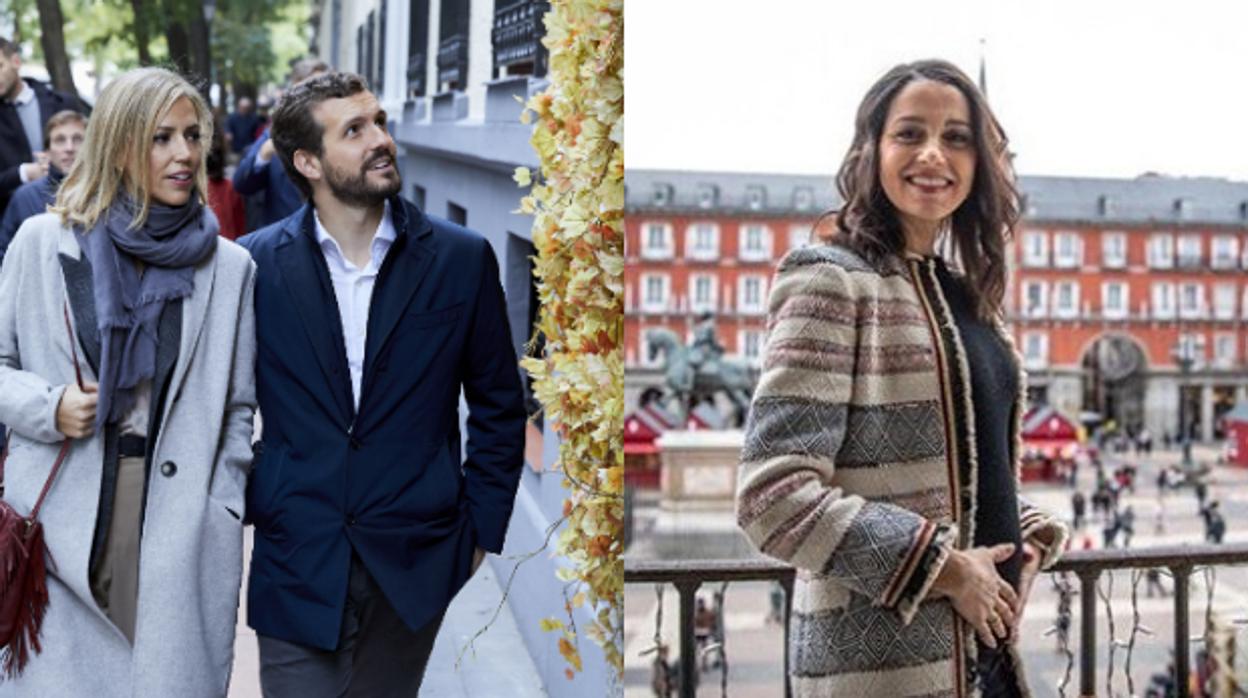 Pablo Casado y su mujer, Isabel Torres. Der., Inés Arrimadas