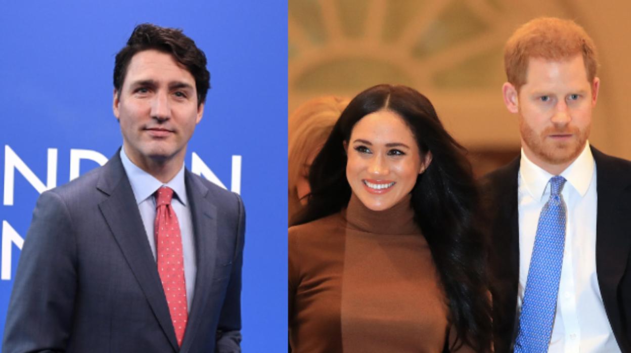 Justin Trudeau (izq.) y los Duques de Sussex (dcha.)