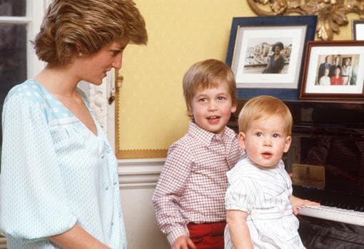 Lady Diana y los Príncipes Guillermo y Harry