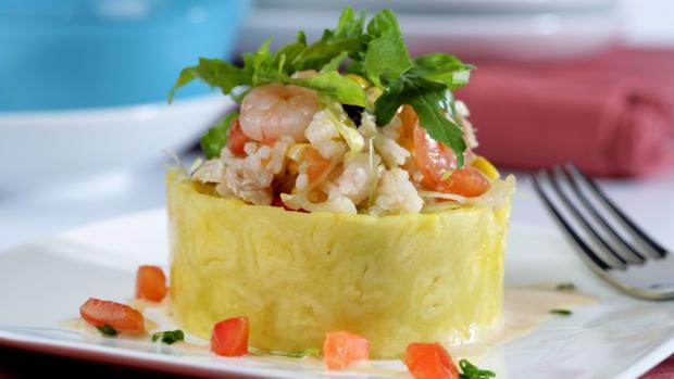 Receta de ensalada de piña con arroz y atún