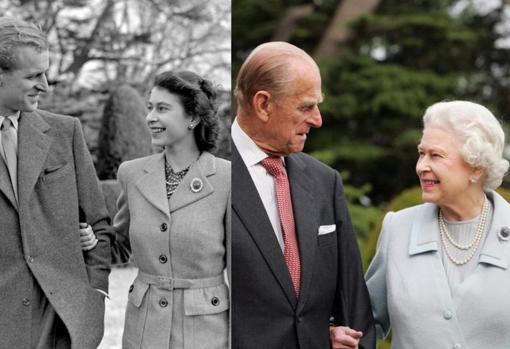 La Reina Isabel II con su marido en su 60 aniversario en 2007