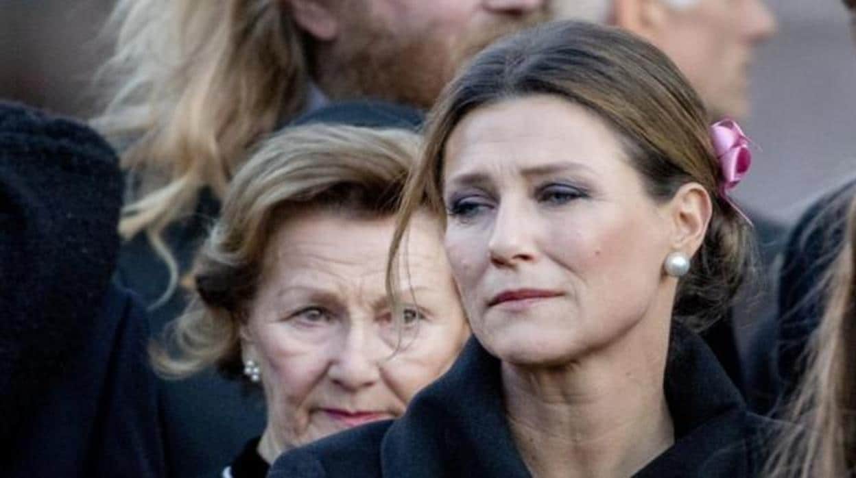 Marta Luisa de Noruega durante el funeral de su exmarido