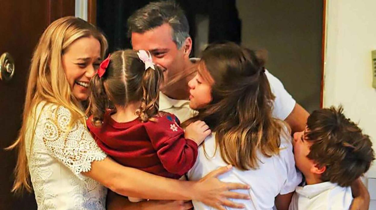 Leopoldo López con su familia en Madrid el pasado 25 de octubre