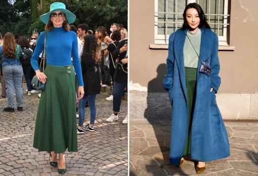 Nievese Álvarez y Jessica Wang en la Semana de la Moda de Milán