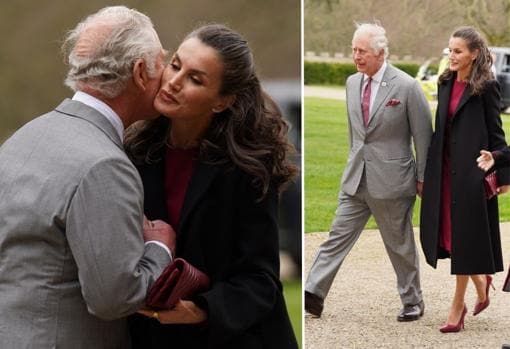 La Reina Letizia y el príncipe Carlos han optado por el color burdeos